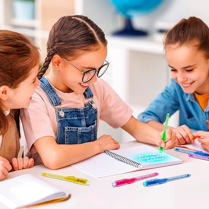 Personalized Invisible Disappearing Ink Pen Marker, Custom Secret Spy Message Writer with UV Light, Fun Activity Entertainment for Kid Party Favors Ideas Gifts and Stock Stuffers, 24 Pack, Blue-DeskLoop Office