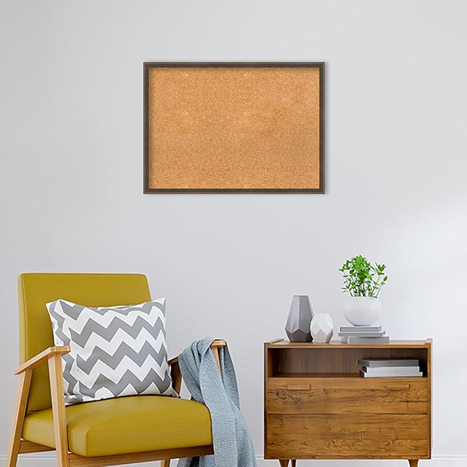 Amanti Art Natural Cork Board for Wall, 21x29 Vision Board with Brown Wood Frame, Medium Corkboard Office Decor for Home Organization, Modern Contemporary Corkboard Pinboard to display items for home-DeskLoop Office