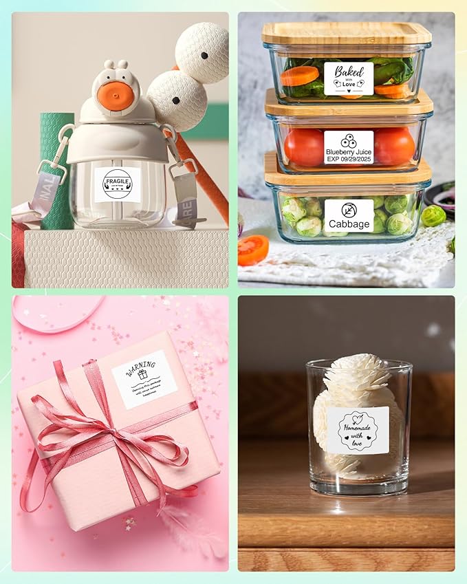 M100 Square Label 1.57'' x 1.18'' (40 x 30 mm), Compatible with Label Maker M110/ M220/ M221/ M120/ M200/M260/M150, White, 230 Labels/Roll, Multi-Purpose Adhesive Thermal Labels, Black on White-DeskLoop Office