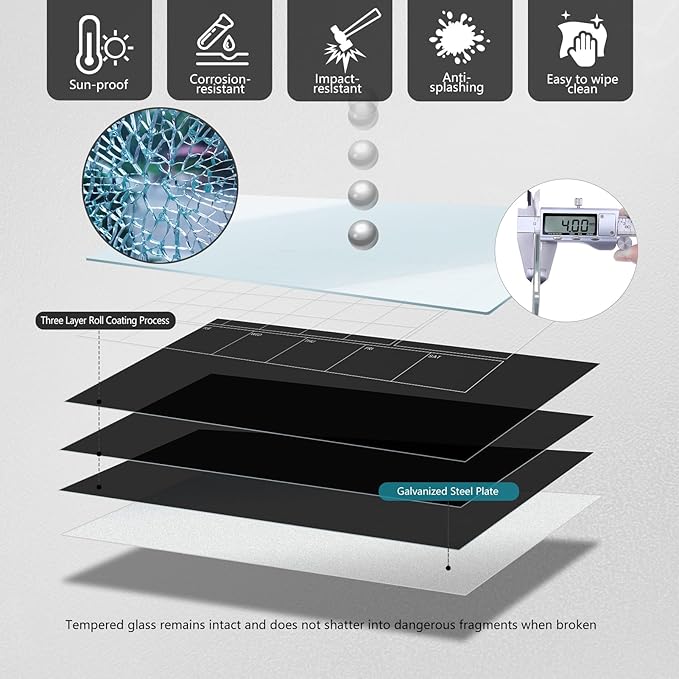 Magnetic Glass Whiteboard 36X24 Monthly Planner Calendar Dry Erase Board for Home, School, Office, Frameless, with Markers, Marker Tray, Eraser, Magnets (Black)-DeskLoop Office