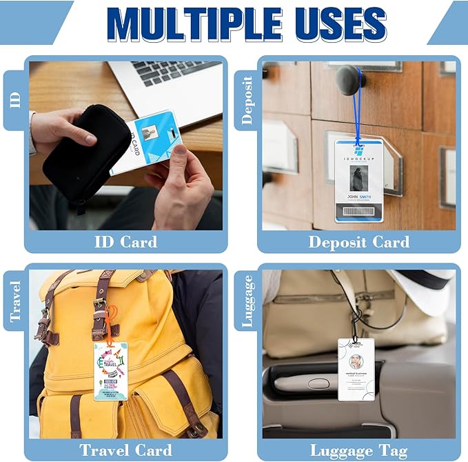 100 Pack 5 Mil Laminating Pouch with Clear Loop 2 1/2" x 4 1/4" Luggage Tag Laminating Pouches with Slot Hole Thermal Laminate Pouch Tags Kit Resealable for Work Permits Pass Cards Student ID Cards-DeskLoop Office