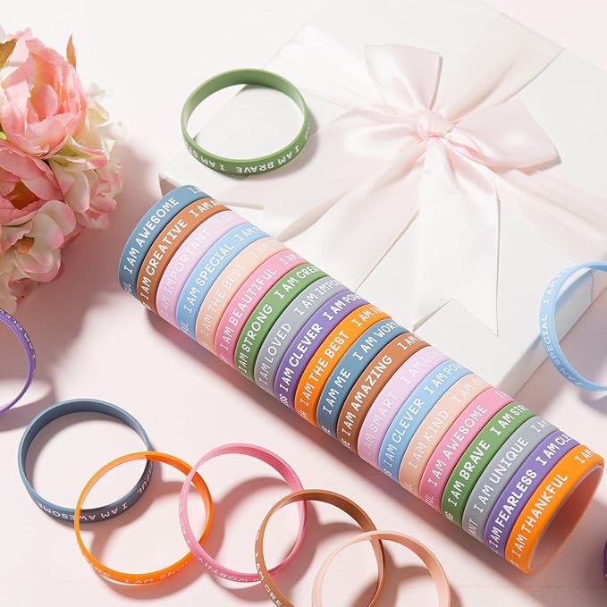 100 Pieces Students Inspirational Silicone Wristbands Motivational Quotes Rubber Bracelets for Kids Students Back to School Gifts (Bright Colors) Office Products