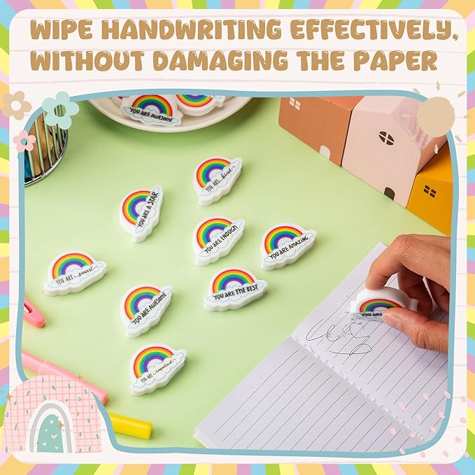 100 Pcs Inspirational Erasers Bulk Mini Pencil Erasers Gifts for Teacher Motivational Office Party Favors Supplies-DeskLoop Office