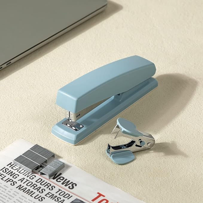 Deli Stapler, Desktop Stapler, 2 Pack, Office Stapler, 25 Sheet Capacity, Includes 2000 Staples and 2 Staple Removers, 2 Pack, Blue