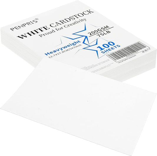 100 Sheets White Cards Blank - 5''x7'' White Card Stock 200gsm/75lb Thick Paper Cardstock, Heavy CardStock Blank for Wedding Invitations, Index Cards, Greeting, Note -PAP07200100-DeskLoop Office