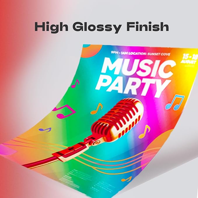 60 Sheets Inkjet Glossy Photo Paper 11 x 17 inch 52lb 200gsm A3 Size for Decoration, Poster Arts for Dye Ink Printers Only-DeskLoop Office