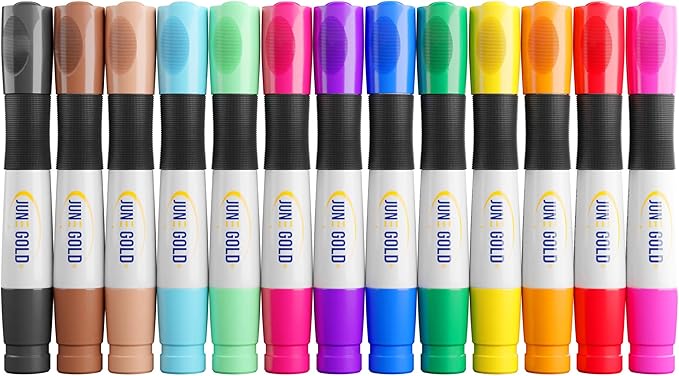 June Gold 39 Assorted Colored Dry Erase Whiteboard Markers, 13 Unique Colors, Chisel Tip, Low Odor, Comfortable Grip & Vivid Lines-DeskLoop Office