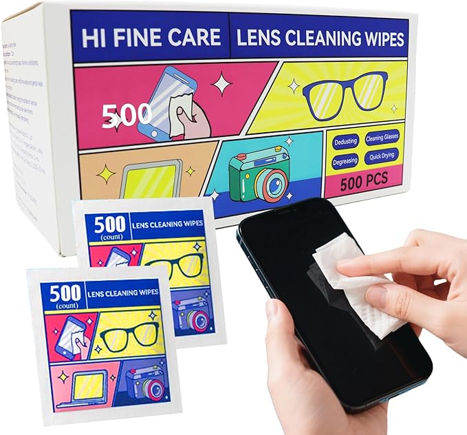 Pre-Moistened Lens Cleaning Wipes,500 Pcs Cleaning Wipes for Glasses, Computer & Laptops Screens, Smart Phones, Optical Lens, Goggles, and Watch Screen l Quick-Dry and Scratch-Free-DeskLoop Office