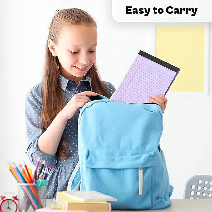 4 Pack Note Pads 5 x 8 Inch Purple Small Legal Pads 5 x 8 Colored Notepad 5 x 8 Perforated Writing Pads Lined Paper Pads College Ruled Pad Paper 30 Sheets Notebook for Study, To-Do Lists, Office-DeskLoop Office