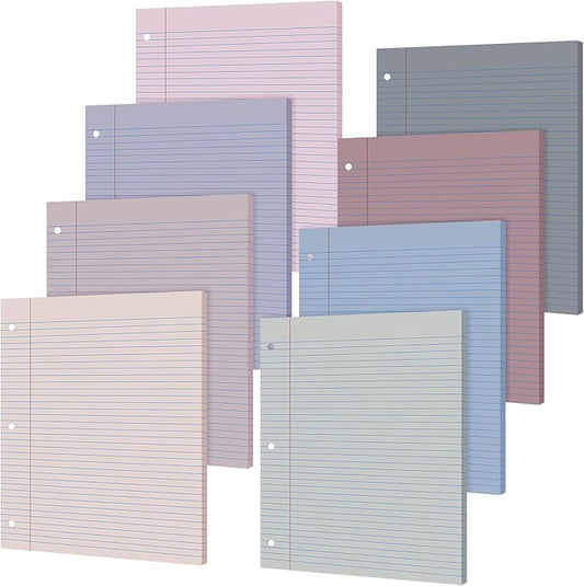 PerKoop 400 Sheets Colored Loose Leaf Paper 8.5" x 11" college ruled Lined 3 Hole Punched notebook Filler Paper for 3 Ring Binders Office School Supplies (Sweet Color)-DeskLoop Office