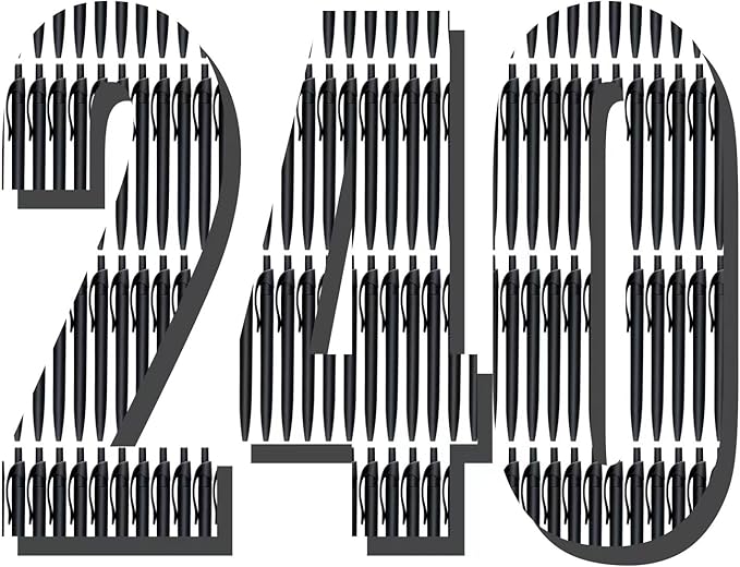 Aozora Pens Bulk 240 Pack Black Click Pens No Bleed Wholesale Retractable Ballpoint Pens Medium Point,Smooth Ink Pens for Journaling School Office Supplies 1.0MM Black Ink-DeskLoop Office
