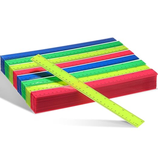 Zonon 500 Pcs 12 Inch Plastic Ruler Assorted Colors Rulers with Centimeters Millimeter and Inches Shatterproof Straightedge Bulk for Classroom School Home Office Kids-DeskLoop Office
