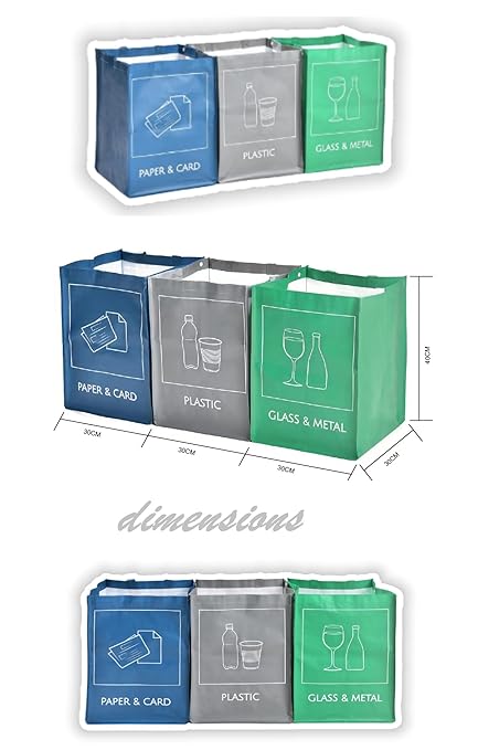 YOUNG DA Reusable Recycle Bags, 3-Piece Separate Recycling Bin Set for Home, Kitchen, and Office - Waterproof Recyclable Waste Sorting Organizer-DeskLoop Office