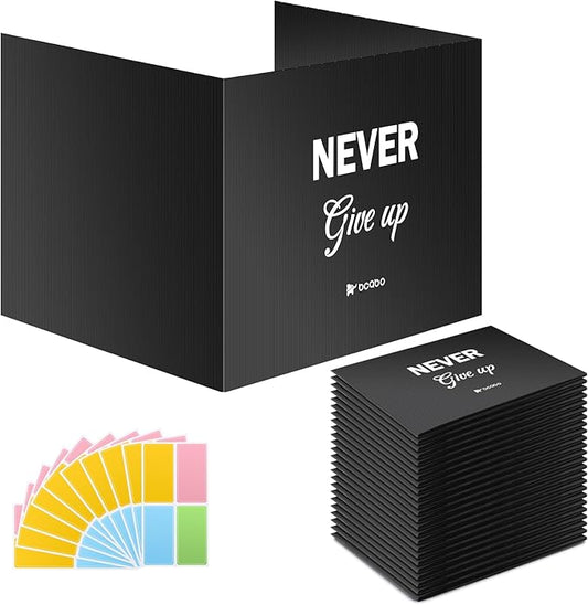 Privacy Shields for Student Desks, Inspirational Privacy folders for Student Testing Desk Dividers- Includes Extra Labels, Black (Pack of 24)-DeskLoop Office