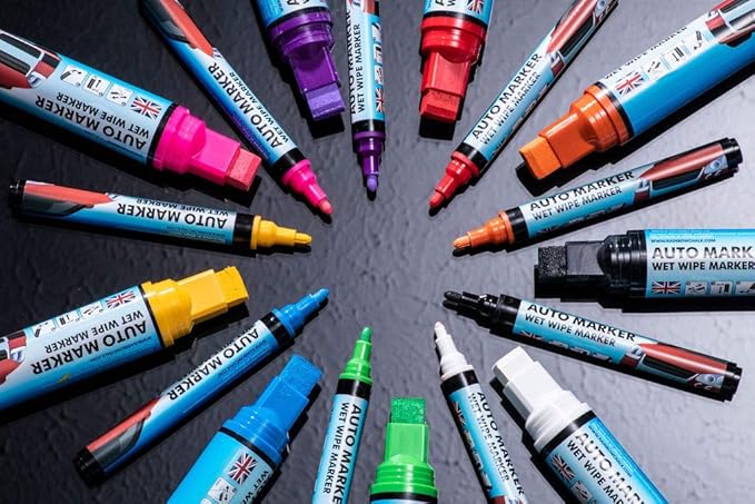 Window Markers for Glass Washable Car Window Paint Pen- Dry Erase Liquid Chalk Marker Car Decorations on All Surfaces, Tire, Windshield - Auto Marker, Autowriter, Rain Resistant (Orange, Jumbo Tip)-DeskLoop Office