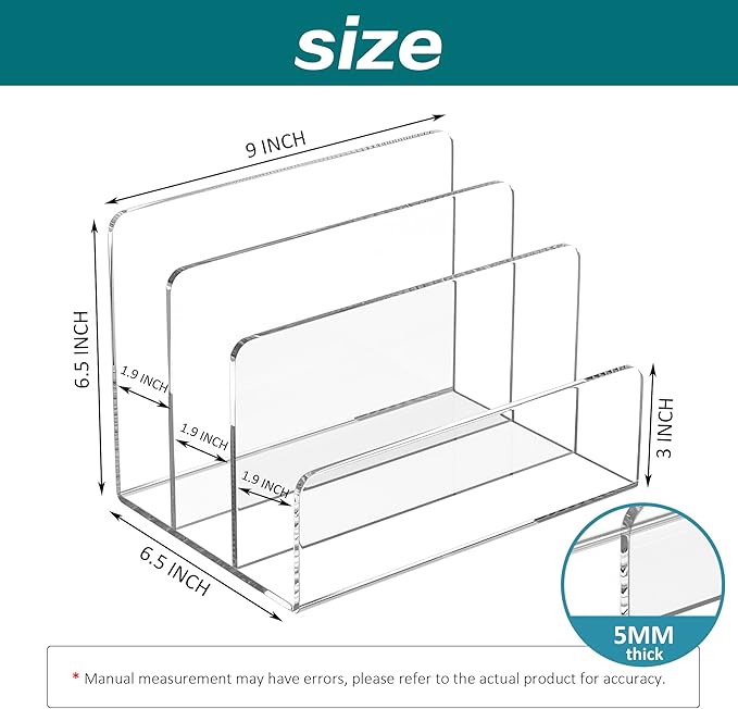 Acrylic File Holder 3 Compartment, Clear Desk File Organizer, Office Magazine File Folder Organizer Desktop for Calculate, Books-DeskLoop Office
