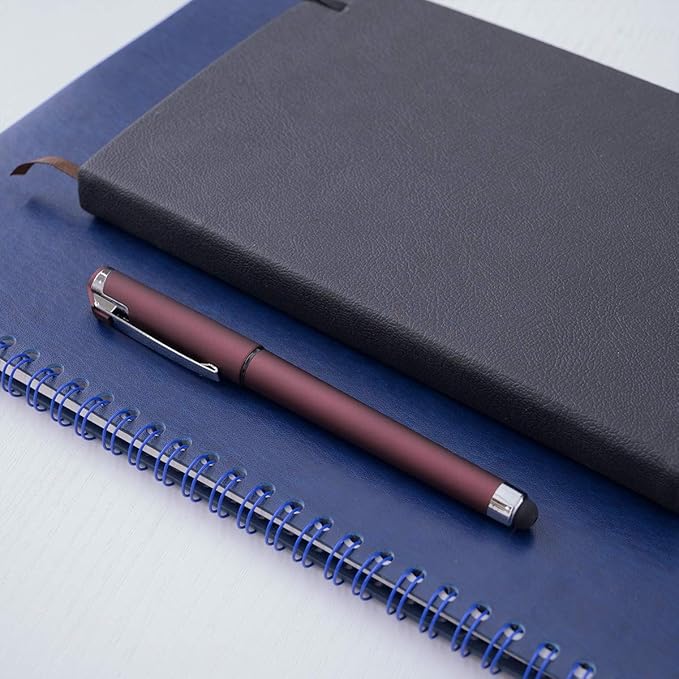 MiSiBao 0.7mm Black Ink Gel Ink Rollerball Pens 2 in 1 Medium Point Pens with Stylus Work Pen Smooth Writing for Office Black gel pen (Burgundy-18pack)-DeskLoop Office