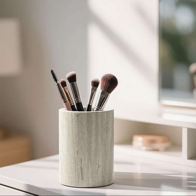 Natural Marble Pen Holder for Desk, Handcrafted Sturdy Desk Organizer - Image 7