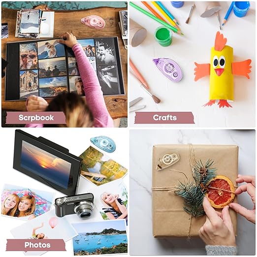 8 Pack Scrapbook Tape, Double Sided Tape for Crafts, Adhesive Glue Runner for Scrapbooking Journaling Supplies, Glue Roller for Kids and Adults School Office Teacher Supplies, 0.3IN x 26FT-DeskLoop Office