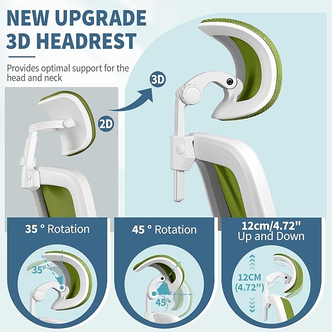 FelixKing Ergonomic Office Chair, Adjustable Lumbar Support, Swivel Chair with HighBack and Armrest, Adjustable Height Gaming Chair, Avocado Green-DeskLoop Office