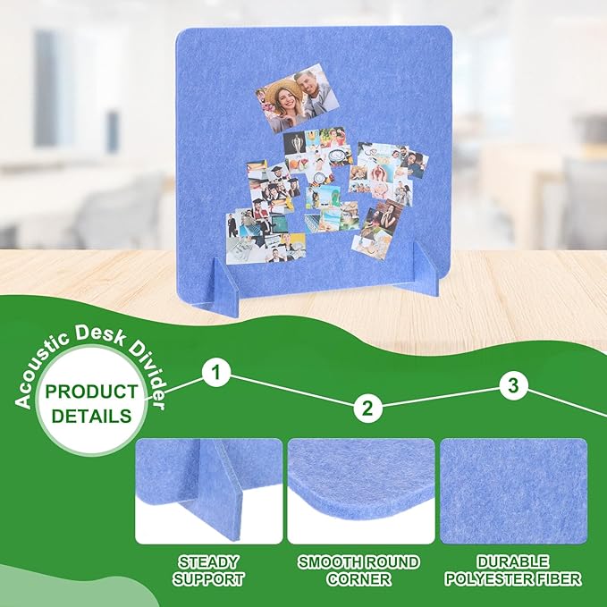 PATIKIL Desk Divider, 2 Set 24 x 24 Inch Acoustic Freestanding Desk Divider Desk Privacy Panel with 4 Pcs Support Feet for Library Office Workstation, Blue-DeskLoop Office