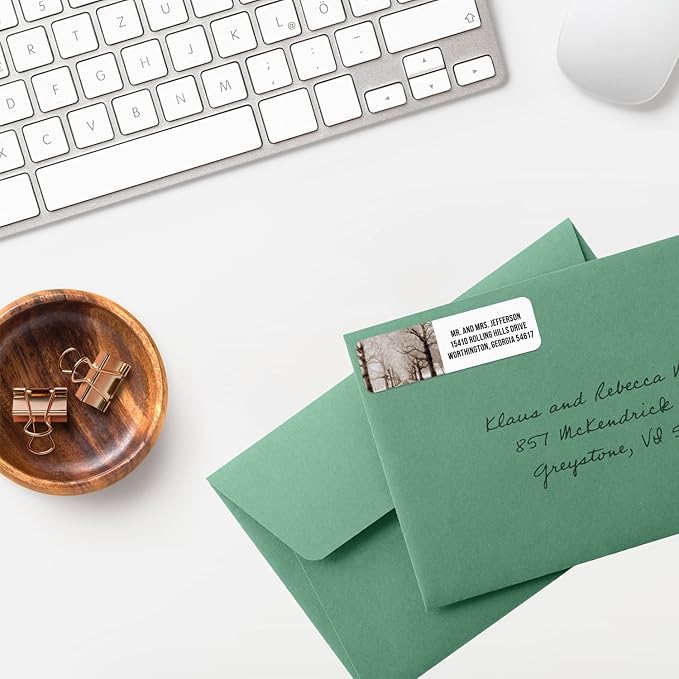 Scenic Landscape Rolled Address Labels / 250 Personalized Return Address Labels/Designer Address Stickers in Elegant Plastic Dispenser-DeskLoop Office