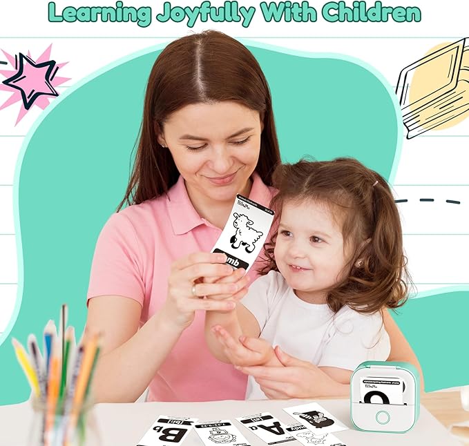 Sticker Printer Y02C, Portable Mini Sticker Maker Y02C, Mini Printer Sticker Machine with 1 Roll Paper, Bluetooth Thermal Portable Inkless Receipt Machine for Learning, Note, Photos, Journal-DeskLoop Office