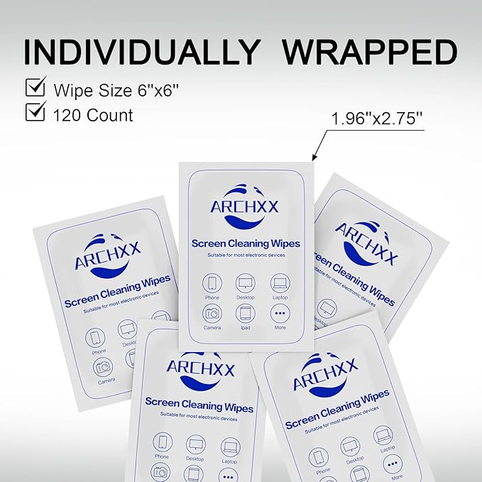 Screen Wipes for Electronics, 240 Count 6"x6" Pre-Moistened Screen Cleaner for Screens, Computer,Laptop,Tablet,Phone,Monitor,Car Screen Cleaner, Lens Wipes Individually Wrapped-DeskLoop Office