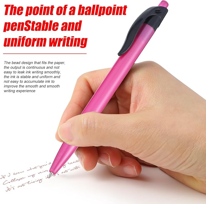 Retractable Red Ballpoint Pen for Smooth Writing 1.0mm Medium Pack of 50, Click pens with Comfort grip, Idea for Journaling, Planner, Note Taking Office School Supplies-DeskLoop Office
