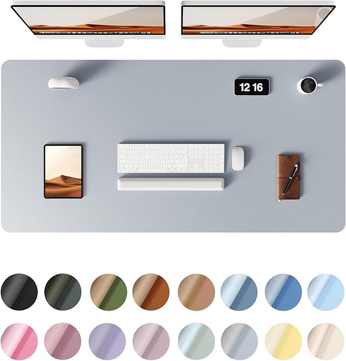 YSAGi Leather Desk Protector, Office Mat, Large Mouse Mat, Non-Slip PU Leather Blotter, Laptop Desk, Waterproof Writing Pad for Office and Home (Light Grey, 47.2" x 23.6")-DeskLoop Office