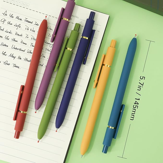 Gel Pens, 6 Pcs Black Ink Pens for Women, 0.5mm Fine Point Smooth Writing Pens, High-End Series Retractable Pens for Journaling Note Taking (6 Pcs Gold Vintage)-DeskLoop Office