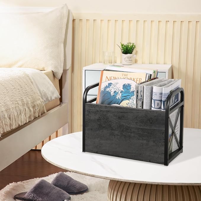 YINMIT Magazine Holder, Magazine Rack Floor, Magazine Storage Basket, Folder Organizer Bin for Books, Newspapers, Tablets-DeskLoop Office