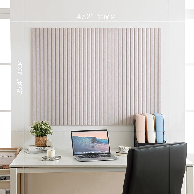 Large Bulletin Board, 48 x 36 inches Felt Board Decorative Pin Board, 4' x 3' Cork Board Alternative for Wall, Foldable Photo Board with 20 Pushpins - Oatmeal Stripes-DeskLoop Office