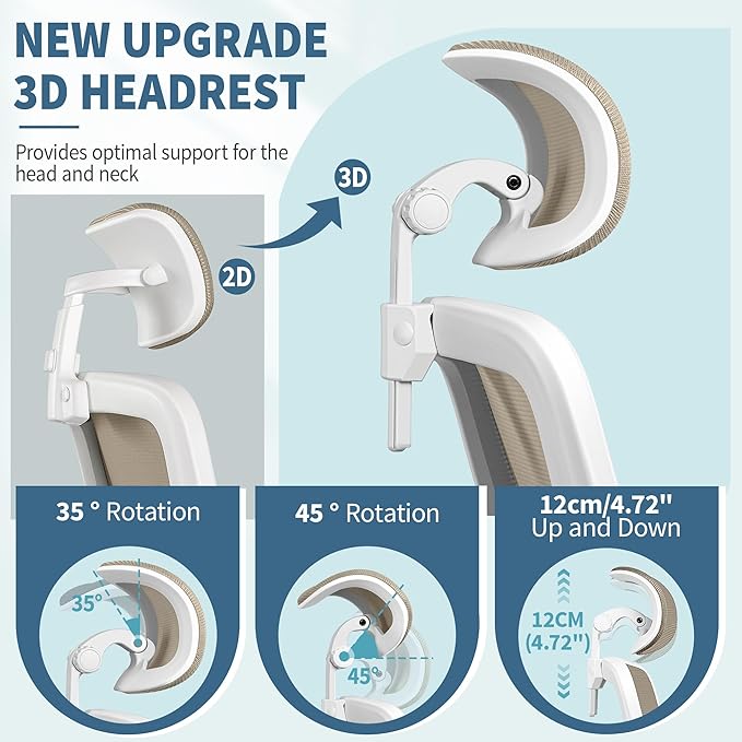 FelixKing Ergonomic Office Chair, Headrest Desk Chair Office Chair with Adjustable Lumbar Support, Home Office Swivel Task Chair with High Back and Armrest, Adjustable Height Gaming Chair(Khaki)-DeskLoop Office