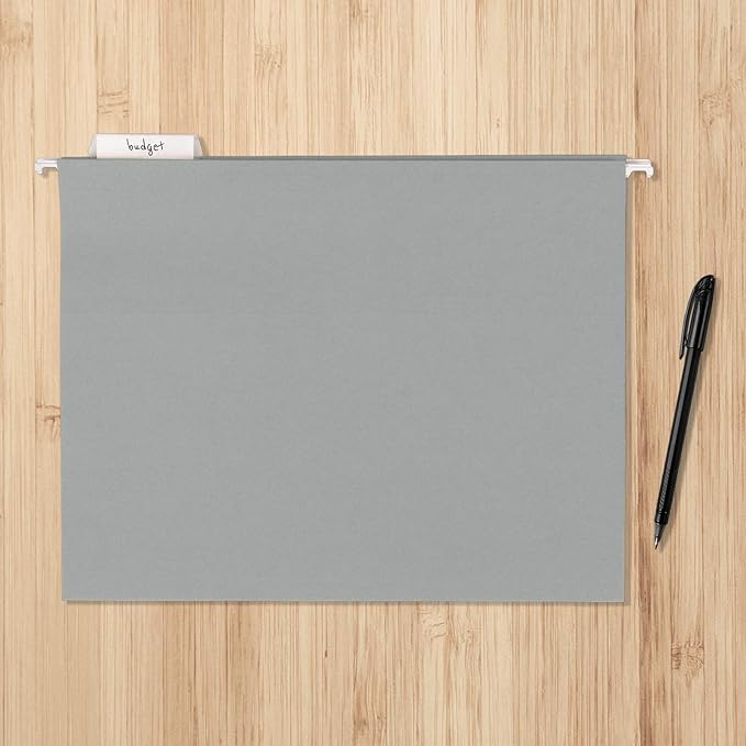 Amazon Basics Hanging File Folders, Letter Size, Gray, 25-Pack-DeskLoop Office