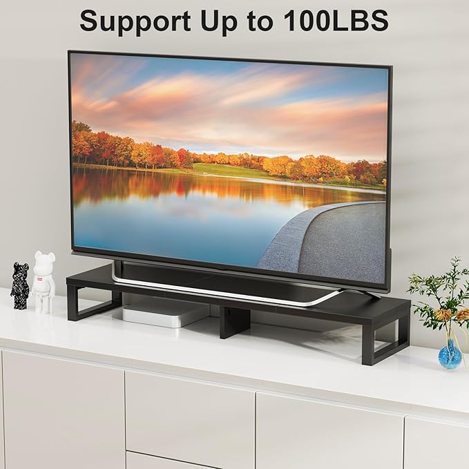 Zimilar Dual Monitor Stand Riser, Large Monitor Stand for Desk, Wood Monitor Riser with Storage Organizer for Home Office, Monitor Stands for 2 Monitors, Desktop Wooden Monitor Riser for Computer-DeskLoop Office