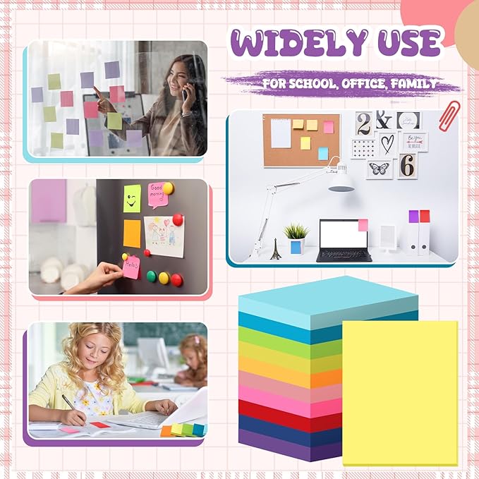 Zubebe 200 Pads Sticky Notes Bulk, Bright Colors Notepads Self Stick Note Square Memo Post Sticky for Office School, 45 Sheets/pad(1.5 × 2 Inch)-DeskLoop Office