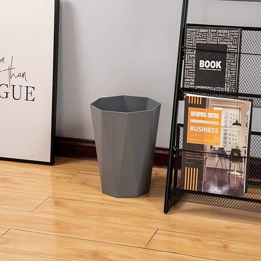 12L Trash Can Wastebasket Plastic Trash Bin Garbage Container Rubbish Can Paper Basket Office Organizer for Bedroom Home Office, 6 Grey-DeskLoop Office