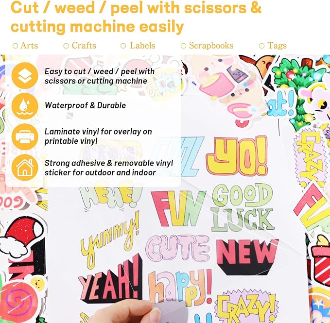 TECKWRAP Laminating Sheets Clear Laminate Sheets Sticker Paper for Inkjet Printer Clear Vinyl for Printable Vinyl Sticker Paper Photo Paper 8.26" x 11.69" A4 28 Sheets, Glossy-DeskLoop Office