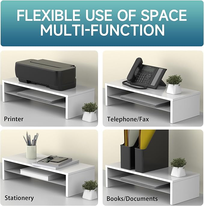 FITUEYES Monitor Stand - 2 Tier Computer Monitor Riser with 21.3 Inch Shelf, Wood Desktop Stand for Laptop Computer Screen, Desk Organization, Office Supplies-DeskLoop Office