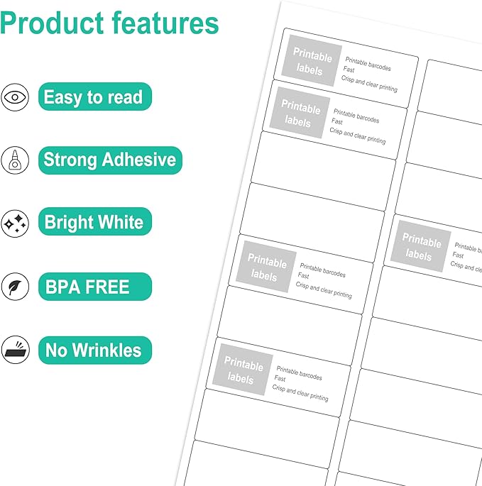 L LIKED Printable Address Labels, 1" x 2-5/8", 3,000 Labels, 30 per Sheet, Label Stickers for Envelopes (100 Sheets)-DeskLoop Office