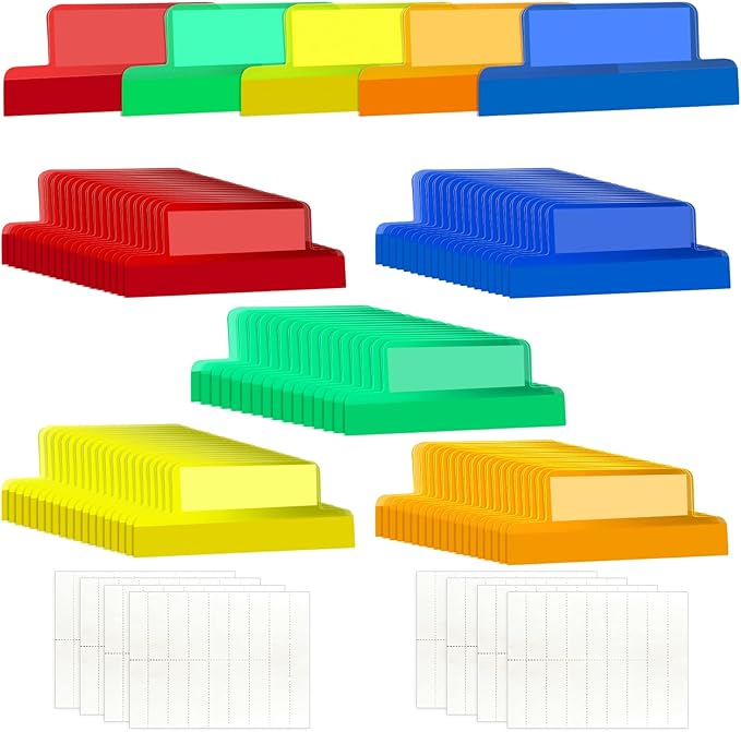 Gueevin 2 Inch Insertable Self Adhesive Tabs with Printable Inserts Clear Index Tabs Self Adhesive Colored Page Marker Repositionable Tag for Bible Divider Notebook File Folder Book Binder(100 Pieces)-DeskLoop Office