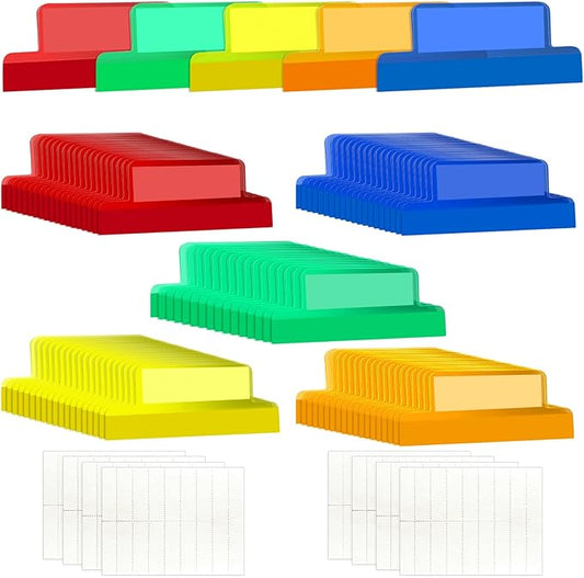 Gueevin 2 Inch Insertable Self Adhesive Tabs with Printable Inserts Clear Index Tabs Self Adhesive Colored Page Marker Repositionable Tag for Bible Divider Notebook File Folder Book Binder(100 Pieces)-DeskLoop Office