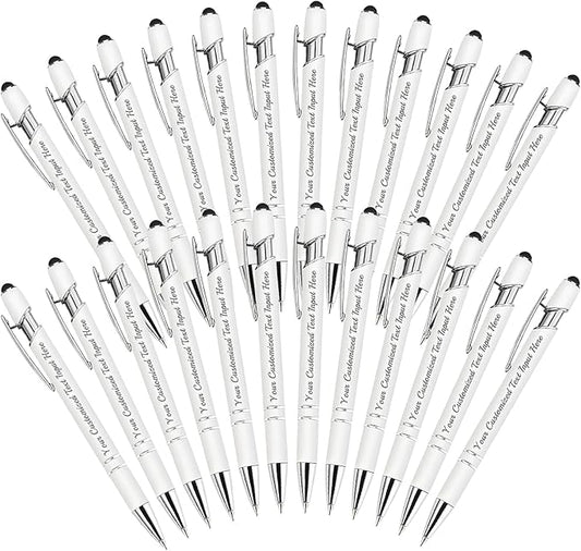 Personalized Ballpoint Pen 24pcs, Custom Pens Free Engraved Bulk with Name Logo, Soft Black Ink Stylus with Touch Metal Office, Gift for Anniversaries, Graduations, Birthdays-DeskLoop Office