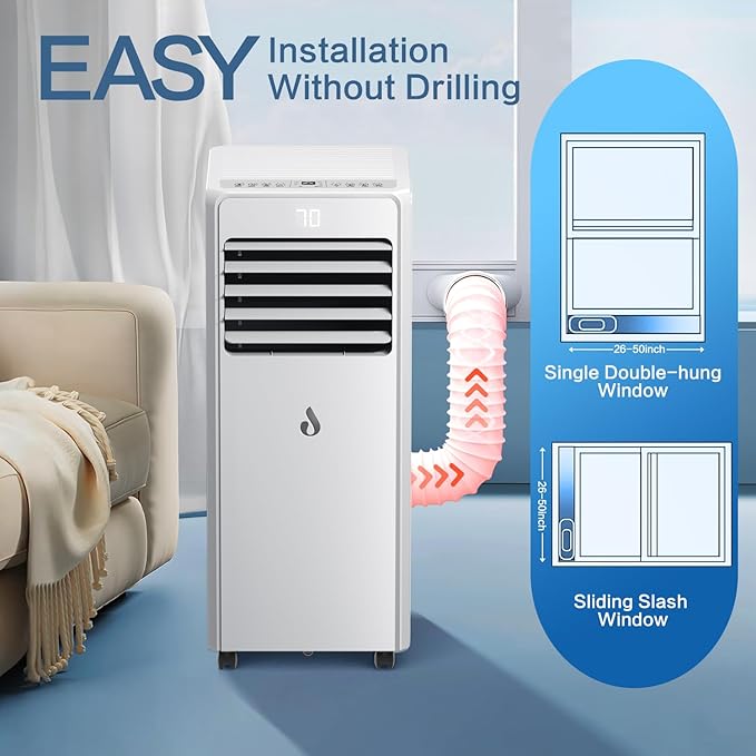 10,000 BTU Portable Air Conditioners for Rooms Up to 450 Sq.Ft,4-in-1 Cooling & Dehumidifier Air Conditioning Unit with Remote,Smart AC Unit with Installation Kit for Home/Office-DeskLoop Office