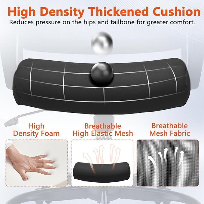 CLATINA Ergonomic Rolling Mesh Desk Chair with Executive Lumbar Support and Adjustable Swivel Design for Home Office Computer Black 8 Pack-DeskLoop Office