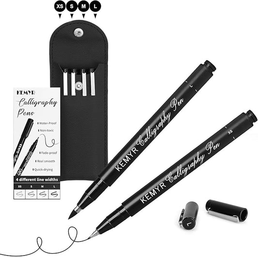 4 Micro Fine liner Drawing Art Pens Calligraphy Pens: XS-L Size Black Art supplies Waterproof Archival Black Ink Markers For Artists,Use for Professional Watercolor,Sketching-DeskLoop Office