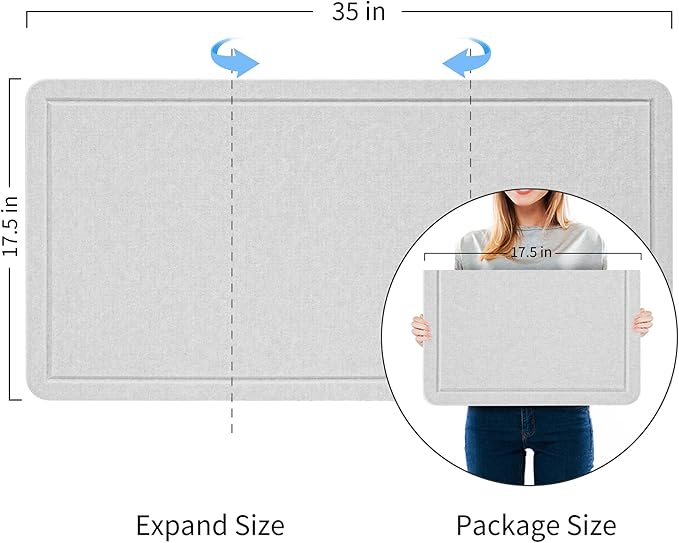 Bulletin Board, 35 x 17 1/2 inches Felt Board - Decorative Pin Board, Cork Board Alternative for Wall, Foldable Picture Board Self-Adhesive Vision Board Prayer Board with 20 Pushpins - Light Gray-DeskLoop Office