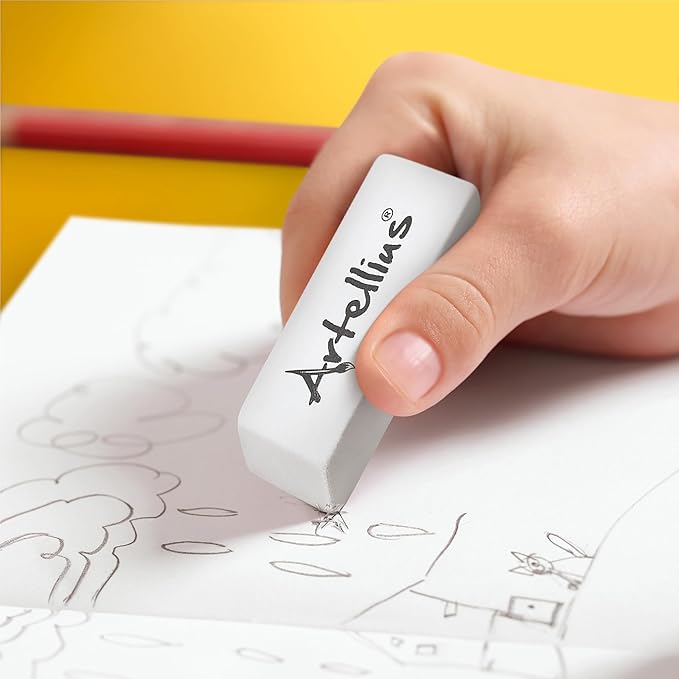 Artellius White Erasers - Large Size Latex & Smudge Free - Bulk School Supplies for Classrooms, Drawing, Teachers, Homeschool, Office, Art Class - Pack of 100 - Teacher Supplies-DeskLoop Office