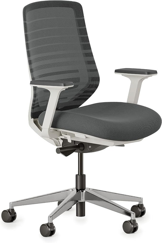 Branch Ergonomic Chair - A Versatile Desk Chair with Adjustable Lumbar Support, Breathable Mesh Backrest, and Smooth Wheels - Experience Optimal Comfort and Support - Graphite - White-DeskLoop Office